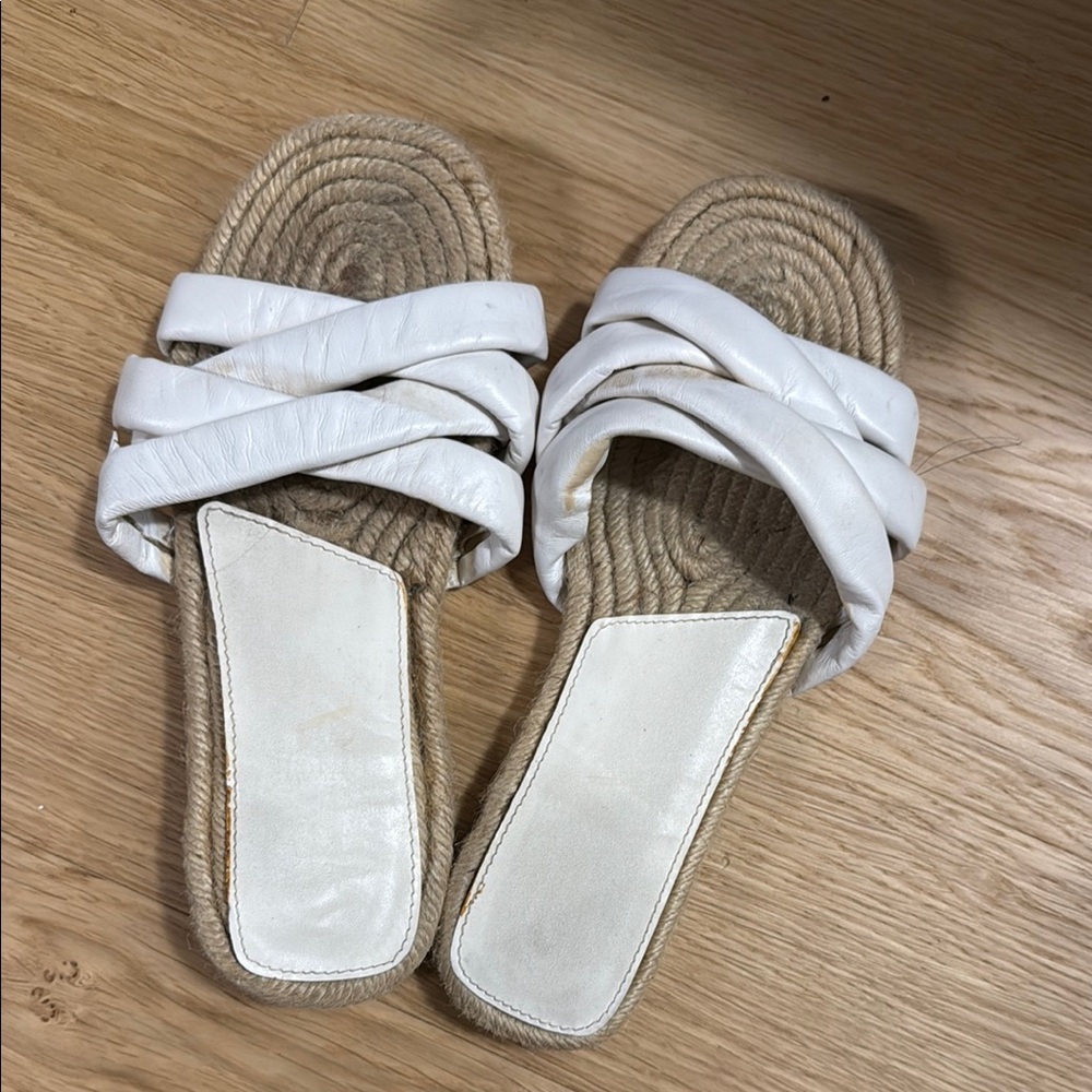Zara White Slide Sandals with Criss-Cross Design
